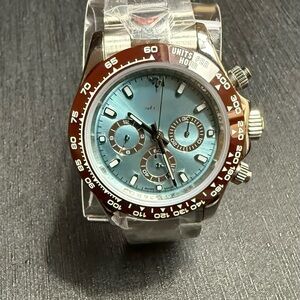 Silver and Brown Chronograph Watch